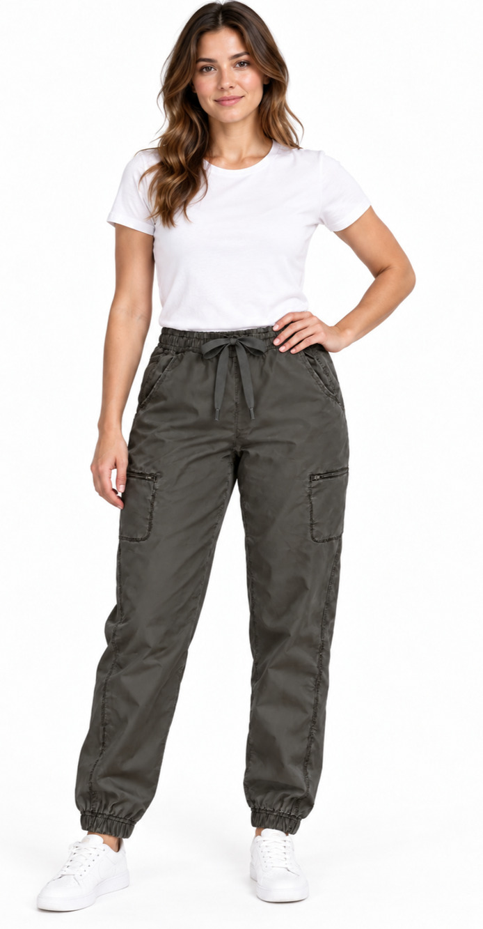 Eddie Bauer Women 12 Gray Fleece Lined Cargo Jogger Pants Stretch Hiking Gorp